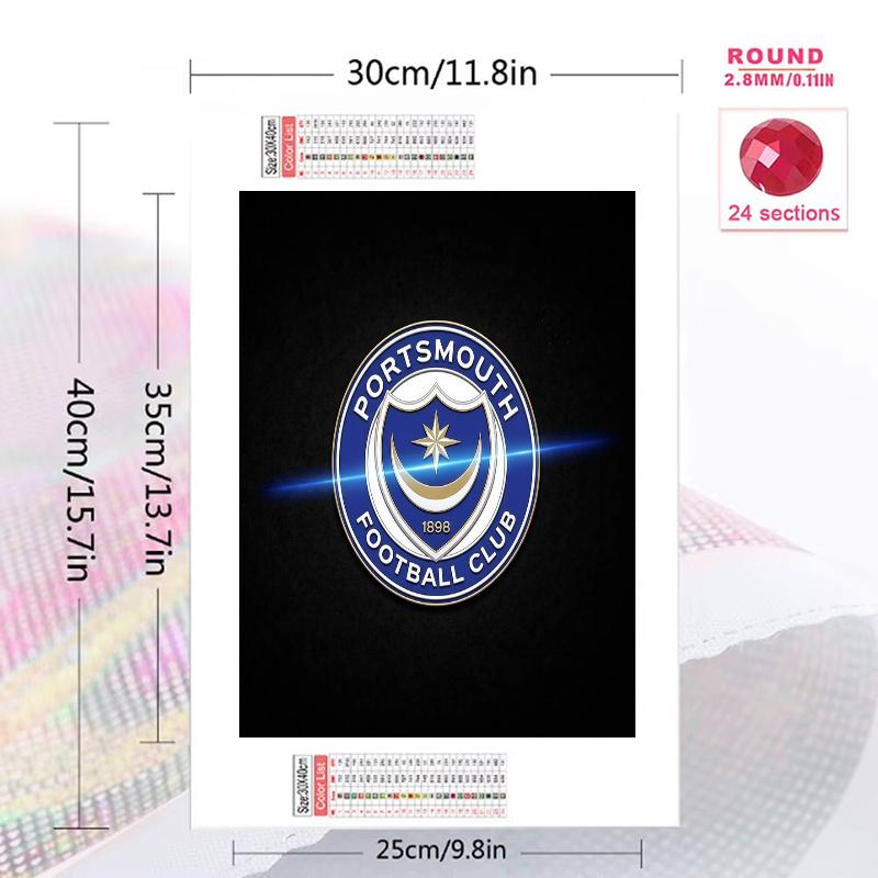 Portsmouth F.C 100% Round Full Drill 5D DIY Diamond Painting Embroidery Cross Stitch Rhinestone Décor