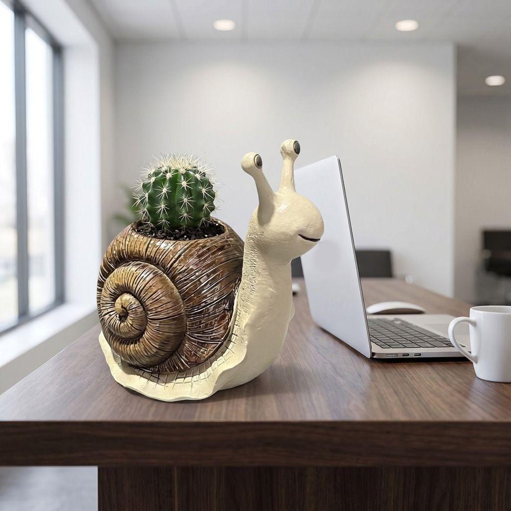 Cute Snail Planter Cartoon Creature Planter Multi-functional Snail Garden Ornament Office