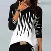 Women‘s Round Neck Long Sleeve Loose Fit T-Shirt Colorblock Print Plus Top