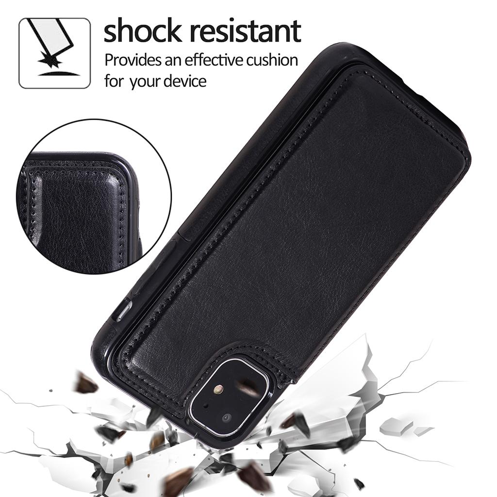 PU Leather Antifall Phone Back Cover Case For iPhone 11 6.1 Inch White