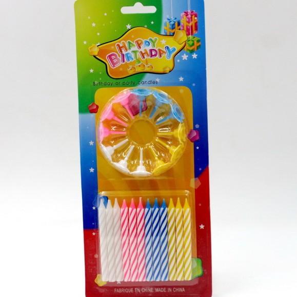 Spiral Birthday Candles 24 Pack Thread Small Candles with Base Flowers Colorful Birthday Candles Glowing
