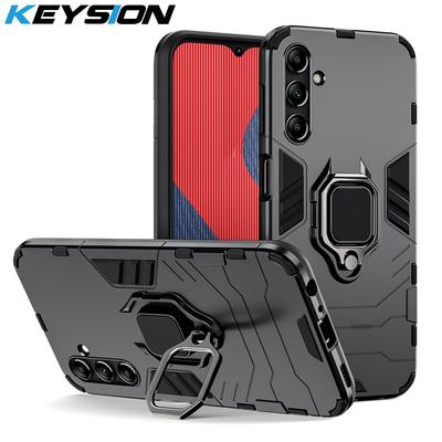 KEYSION Shockproof Armor Case for Samsung M54 5G M14 5G Silicone + PC Metal Ring Stand Phone Back Cover for Galaxy M14 M54 5G