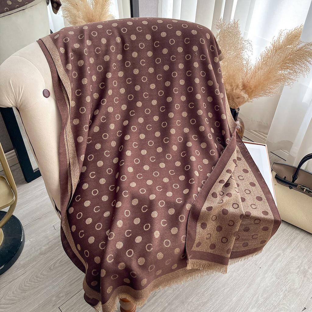 New Spring and Autumn Women Elegance Print Shawl Brand Designer Lady Golden Thread long Scarf Muslim Wrap Headscarf Pashmina