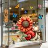Spring Flower Wreath Window Cling Tulip/Sunflower/Rose Flower Static PVC Sticker Removable Glass Decals for Home Office Shop