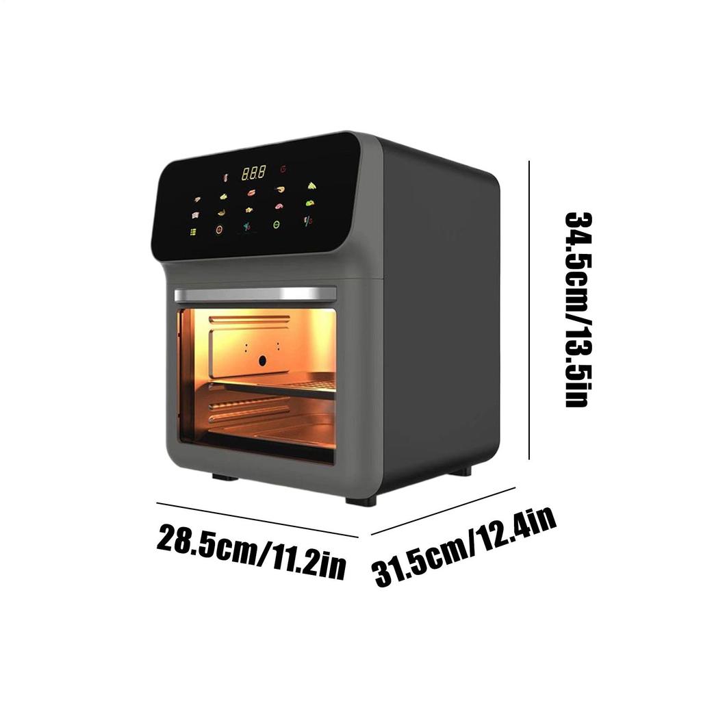 Kombigerät Heißluftfritteuse und Backofen Heißluftfritteuse und Umluftofen Kombigerät 15L Familiengröße Dörrgerät 2-Etagen-Werkzeug für Zuhause Wohnheim Esstisch
