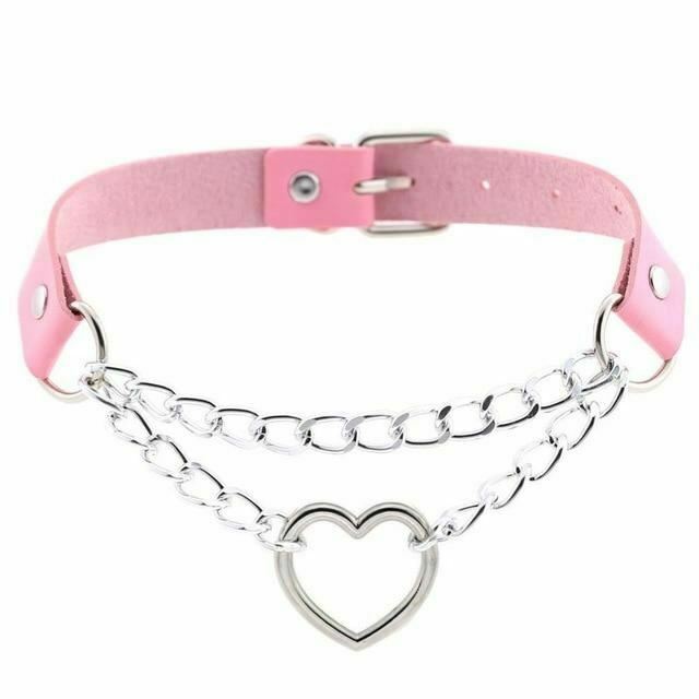 Day Collar Heart Pendant Choker Silver Chain Necklace Collars & Leashes