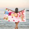 1pc Princess Strawberry Beach Towel with Custom Name, Beach and Seaside Swimming Pool Equipment, Fashion Pattern, Rectangular, Travel Essential