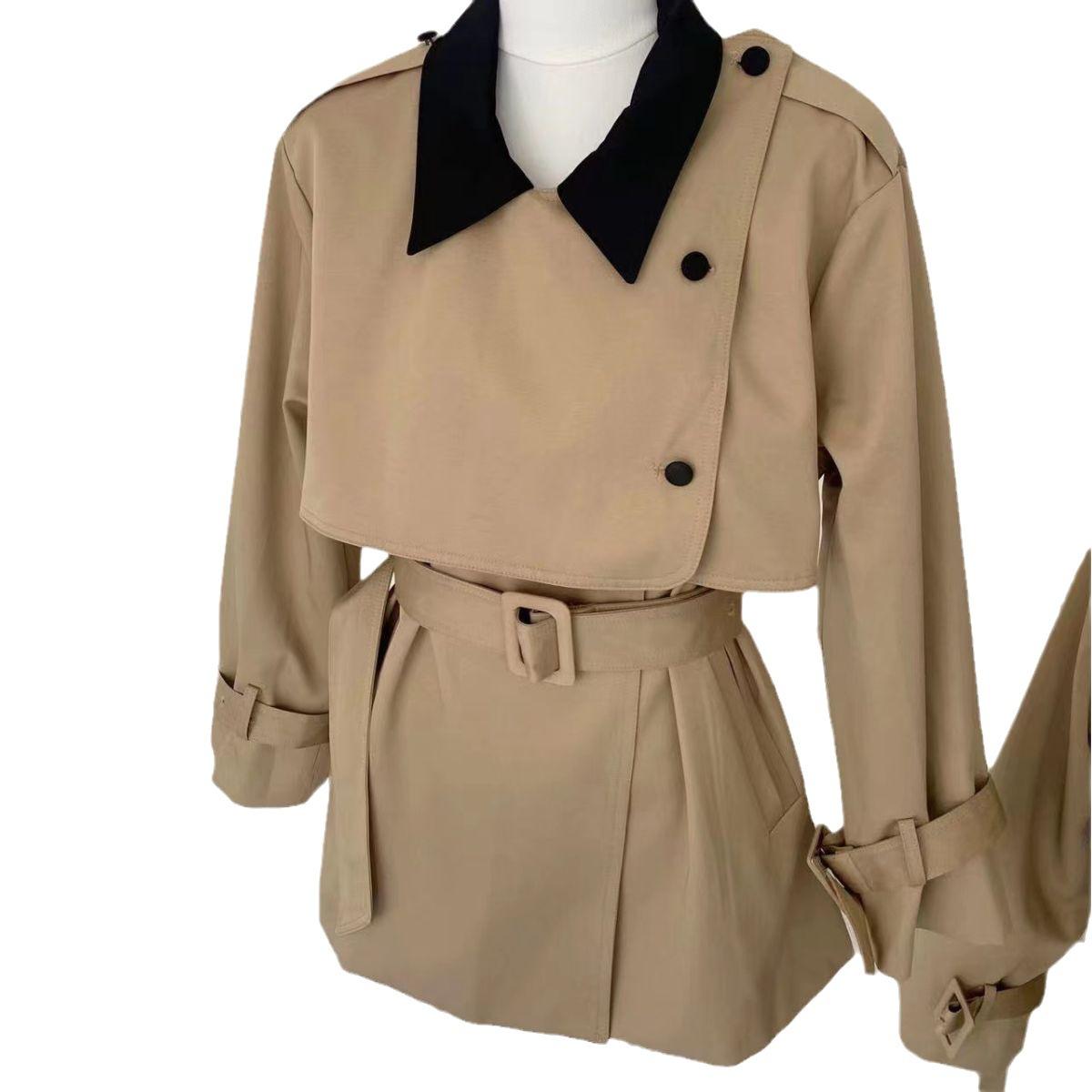 

Женская миниатюрная ветровка, женская весна и осень, новое поддельное пальто-двойка в британском стиле в стиле богини XL