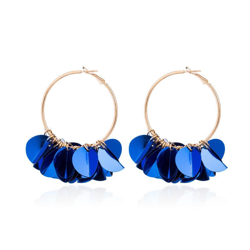 Sequin Flower Colorful Earrings In Alloy For Trendy And Creative Style