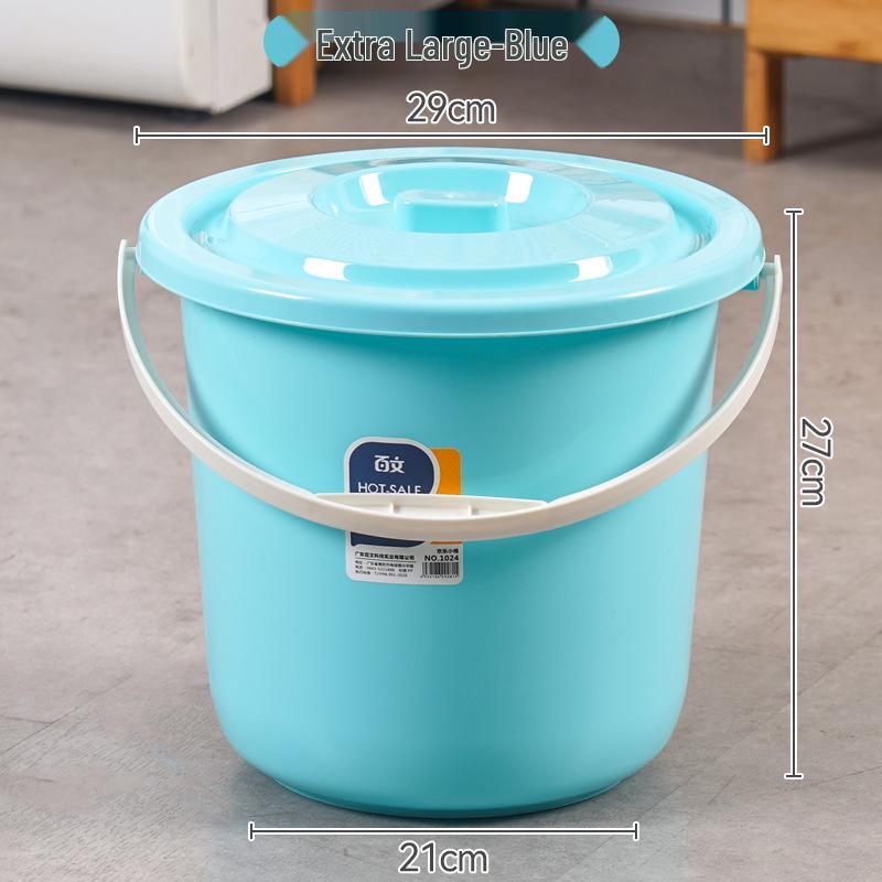 Portable Round Plastic Bucket with Lid - Thickened for Household Use, Storage, Cleaning, and Children's Beach Fun
