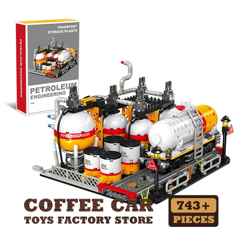Non-Toxic Street View Petroleum Factory Moc Bricks Puzzle Toys Stem City Natural Gas Storage Center Building Model Blocks Set Kid Gift New