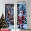 2pcs 2D flat printing Christmas Curtain Santa Christmas Snow Scene Polyester Fabric Without Electricity Party & Holiday Decor