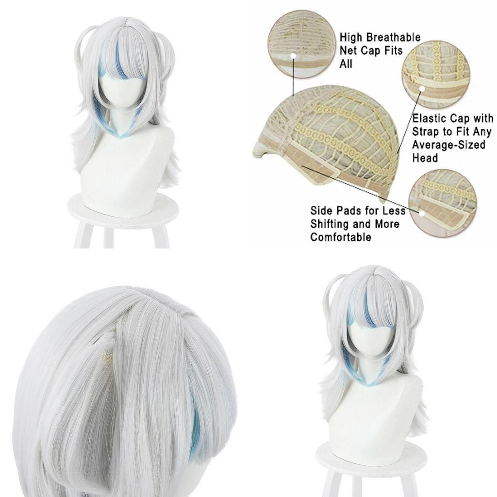 Parrucca Cosplay Hololive Gawr Gura Morbida E Resistente Al Calore Fibra di Seta Sintetica Per Halloween Carnevale E Altro