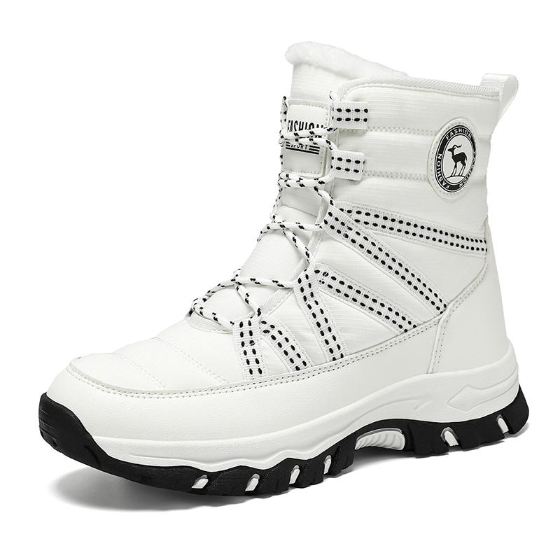 Plush Warm Women's Snow Boots Fashion High-top Cotton Shoes Anti-slip Walking Shoes Winter Hiking Outdoor Sneakers