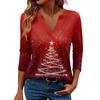 Women's Casual Fashionable Sexy Comfortable V-Neck Christmas Three-Quarter Sleeve Top