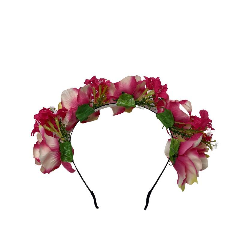 New simulated flower headband, bohemian wreath head buckle, women's fabric flower headdress