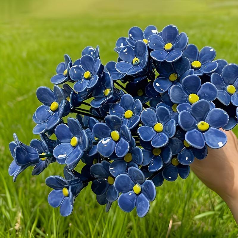 Latest 6/8/10pcs Handcrafted Ceramic Forget Never Fades Ceramic Flowers Home Ornament Indoor And Outdoor Home Decor