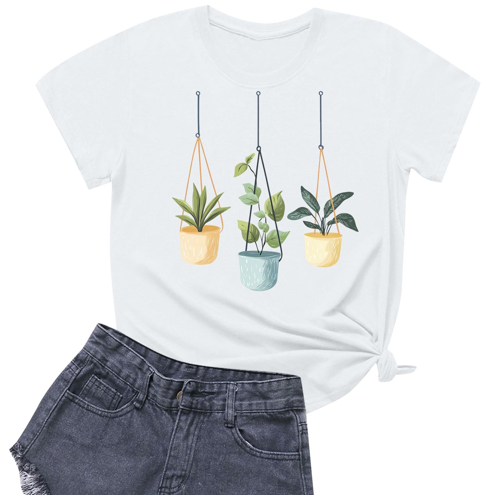 

Женская повседневная футболка с круглым вырезом и короткими рукавами с принтом XL белый