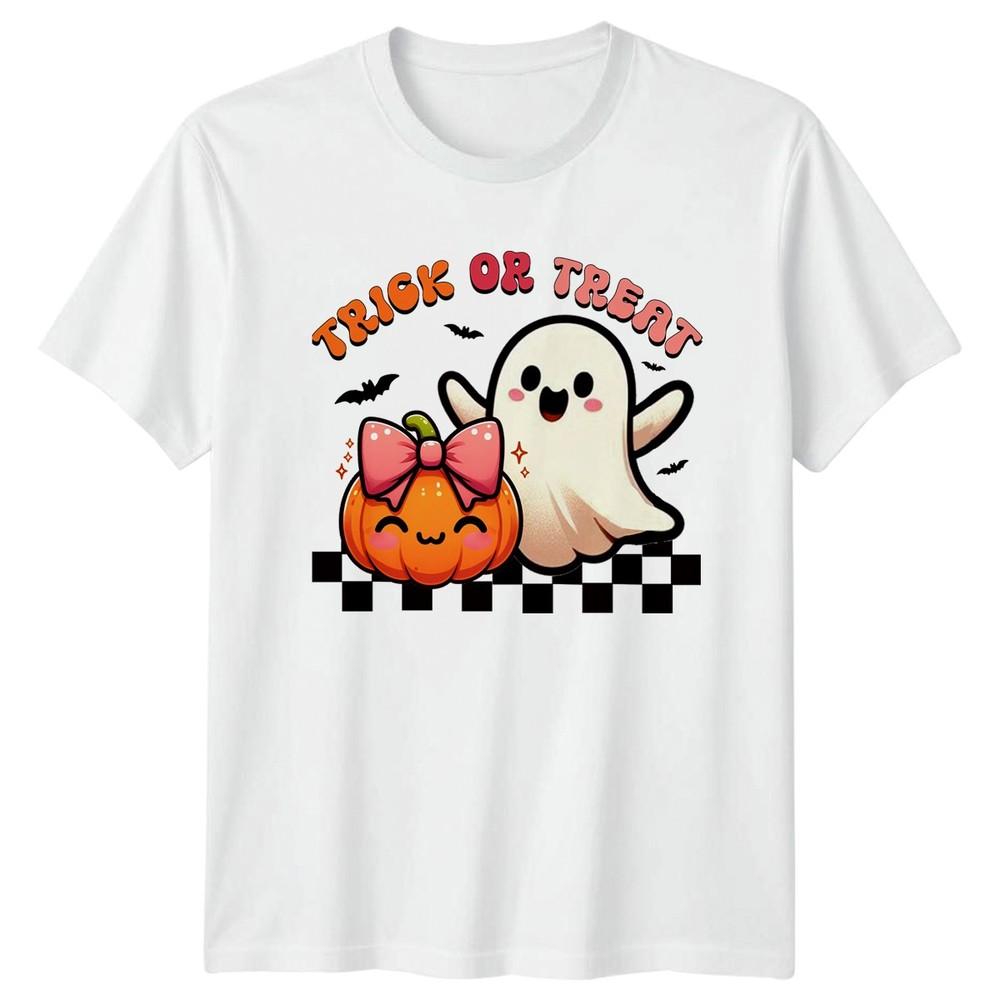 Trick Or Treat Unisexs TShirt Kawaii Retro Ghost Halloween Gift For Her S