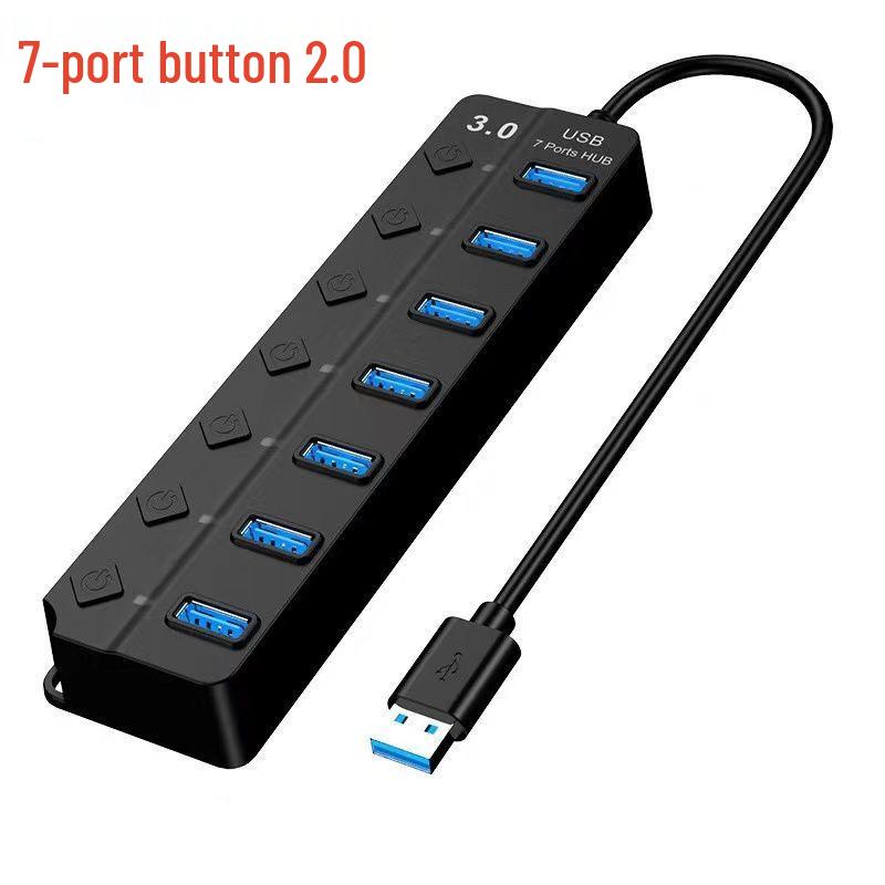 7-Port USB 2.0/3.0 Hub with Light Strip and Flash Drive Expansion