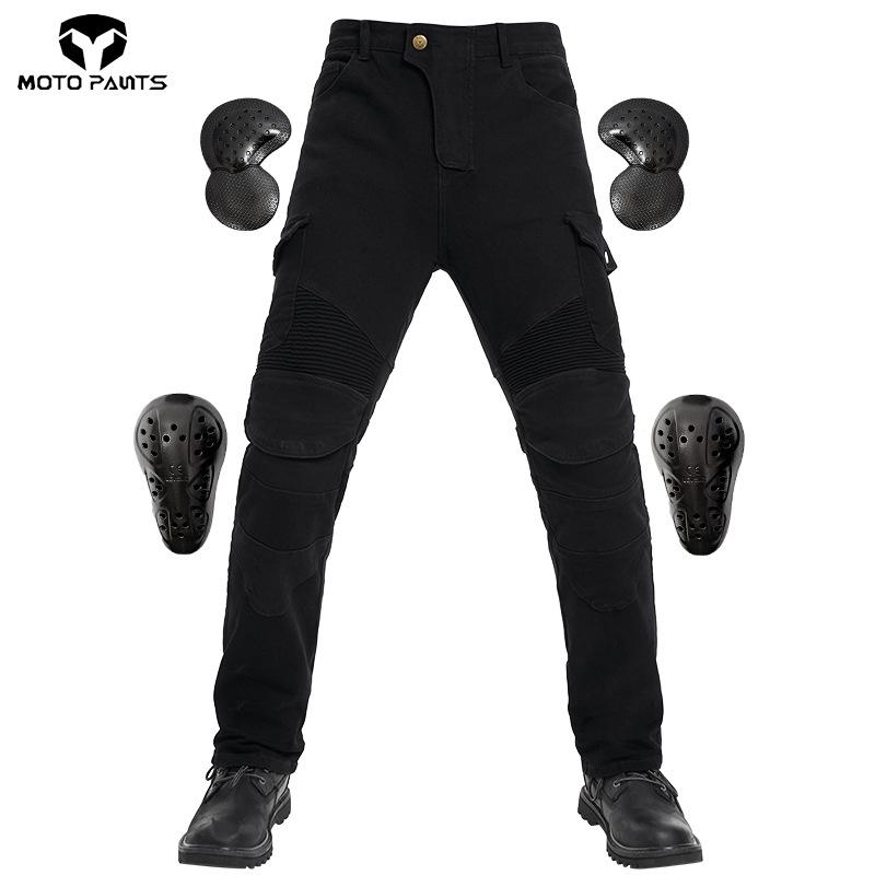 Elastic Denim Military Green Motorcycle Racing Pants - Summer Cycling & Anti-Fall Rider Gear for Men