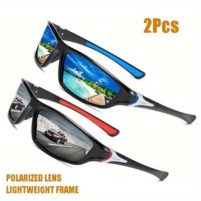2 peças óculos esportivos polarizados óculos de sol da moda para dirigir, andar de bicicleta, pescar esportes ao ar livre pesca ciclismo óculos UV400
