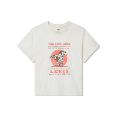 Levis Logo Printed Round Neck Pullover Casual Short Sleeve T-Shirt Women T-Shirt Off-White A2226-0080