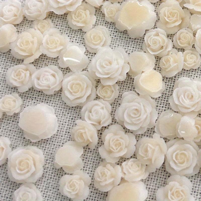 50 szt. 3D Mix rozmiarów piękne kwitnące kwiaty róży żywica klej do paznokci ozdoby cyrkonie manicure ozdoby do paznokci