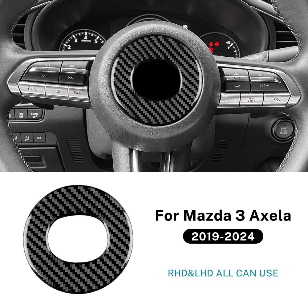 Real Soft Carbon Fiber Sticker For Mazda 3 Axela 2019-2025/CX-30 2020-2025/CX-50 2025-2025 Car Steering Wheel Center Trim