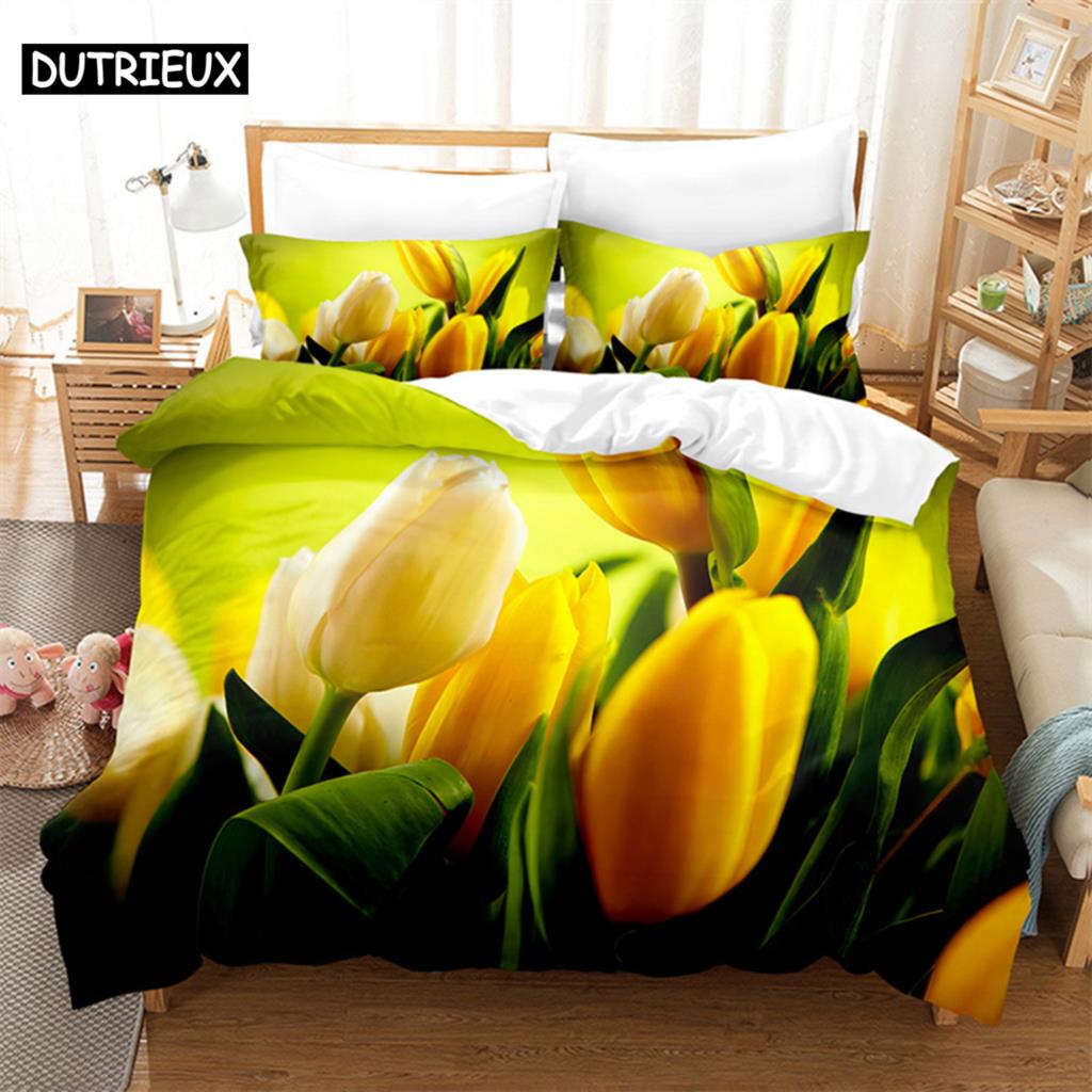 Comforter Tulip Scenery Queen Bedding Set Kids Bedroom Bed Set Comforter Set King Size Bedding Sets