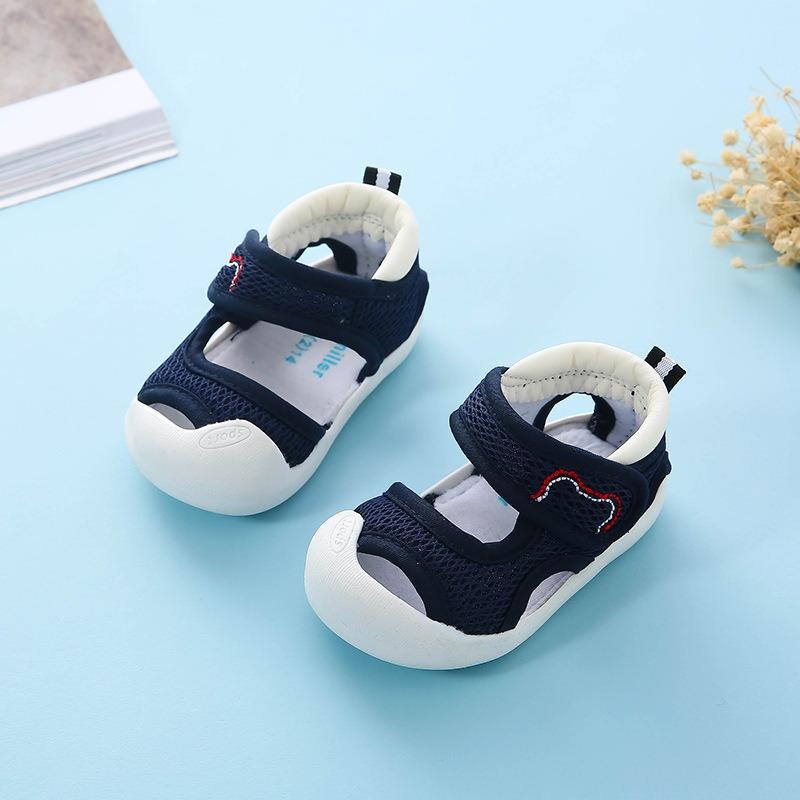 Baby learning-to-walk shoes, boys' and girls', anti-kick breathable wear-resistant toddler sandals, 1–3 years old , Fumeier soft sole anti-slip