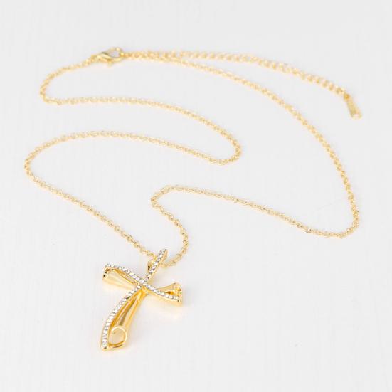 Elegant Cross Pendant Prayer Necklace Gift Shiny Rhinestone Women's Jewelry