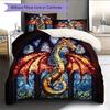 Stained Glass Dragon Pattern Bedding Quilt Set Quilt Cover Pillowcase Home Decoration Gift (1 * Duvet Cover + 2 * Pillowcase, Without Core)