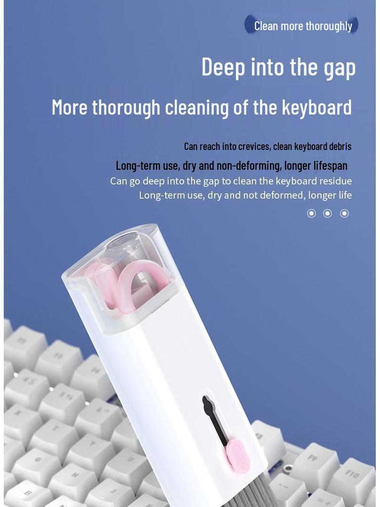 Multifunctional Cleaning Kit: Keyboard Brush, Screen Cleaner, Bluetooth Earphone Pen.
