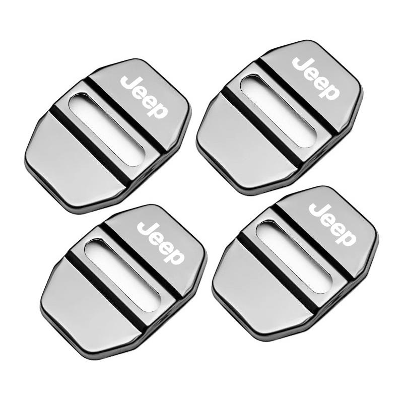 4 Stück Auto-Türschloss-Abdeckung Edelstahl-Schutz Zubehör für Jeep Grand Cherokee Wrangler JK Gladiator Compass Renegade white