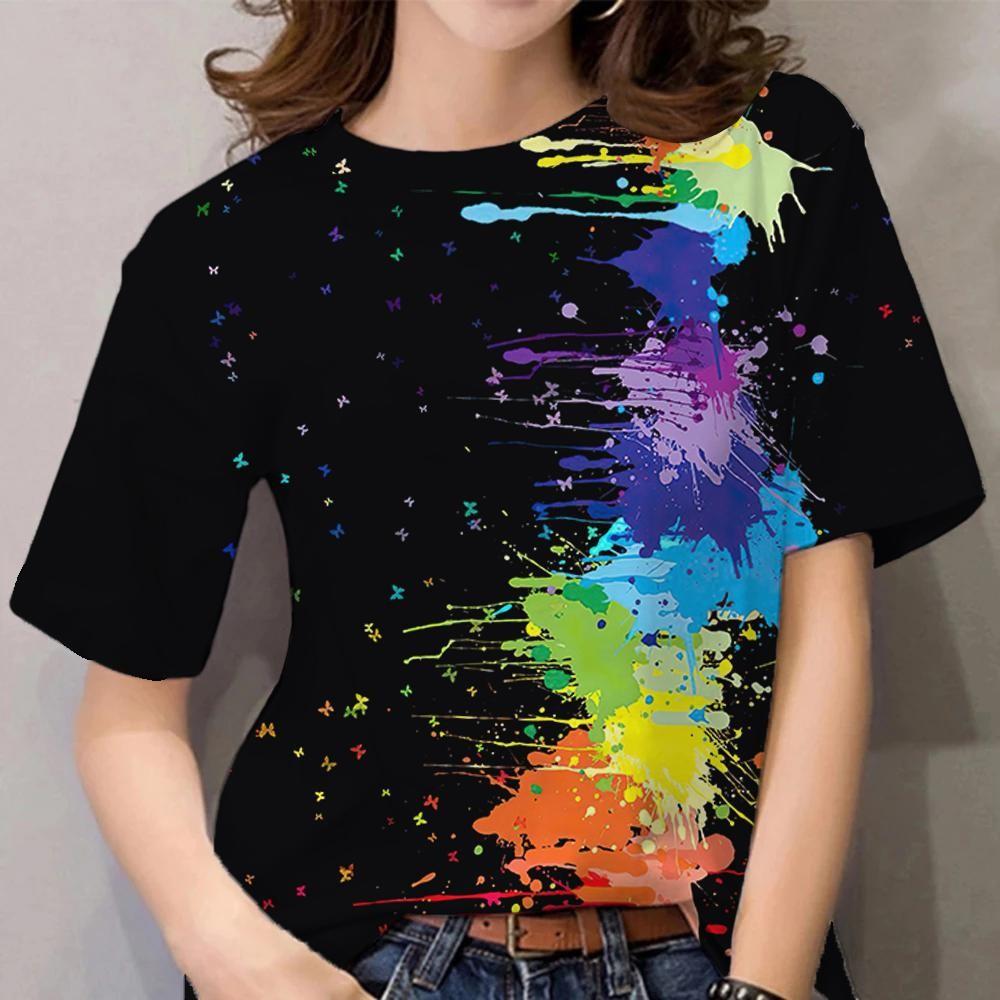 Women's Rainbow Pattern T-shirt Women's Clothing Rainbow T-shirt