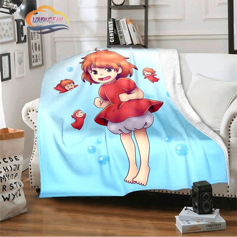 Ponyo On the Cliff Cute Cartoon Blanket Miyazaki Hayao Animation Series Blanket Four Seasons Blanket for Children and Adults