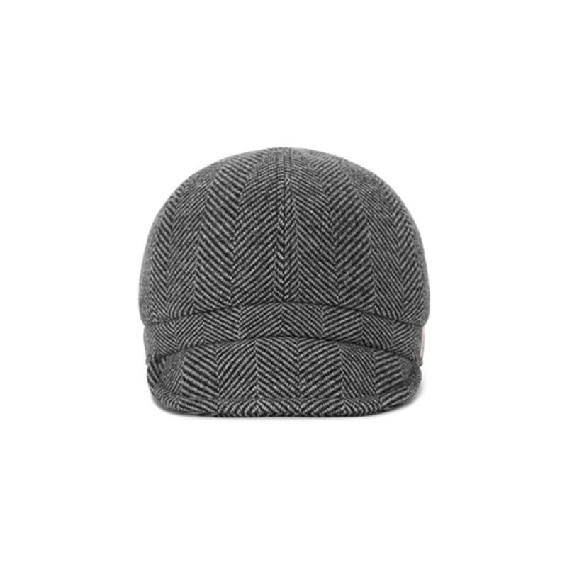 VARZAR VA Studded Herringbone Slim Newsboy Cap Black