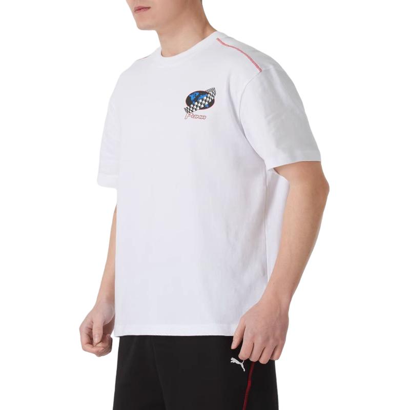Puma Sport Lifestyle Serie Logo Lässig Locker Rundhals Atmungsaktiv Kurzarm T-Shirt Herren T-Shirts Puma-Weiß 633077-02