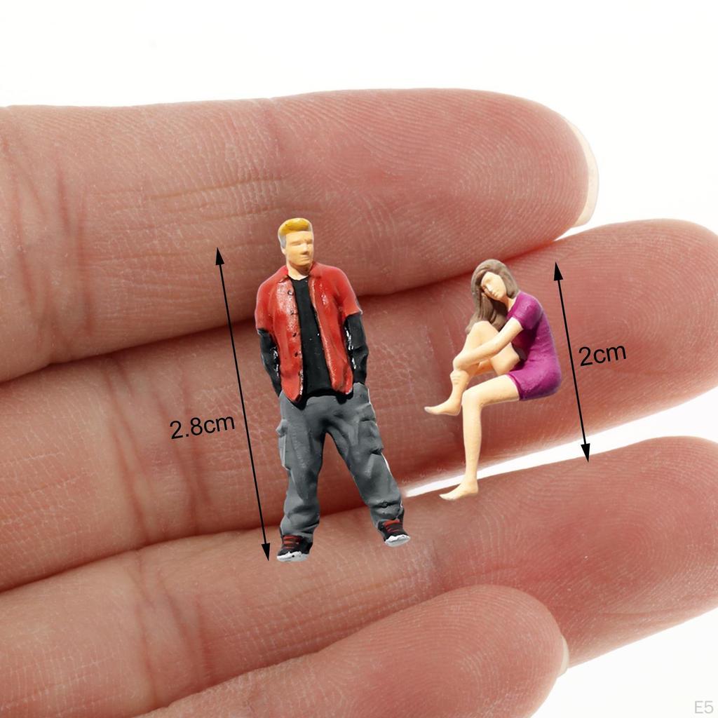 1/64 Miniature Model Street People Figures, Diorama Toys Supplies Scenery Tiny Scenes