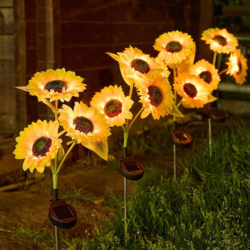 Solar LED Sunflower Stake Lights - Outdoor Decorative Lawn & Courtyard Landscape Lighting