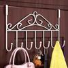 Over The Door Hook Rack Detachable 7 Hooks Door Hanger Organizer for Towels Handbags Coats White