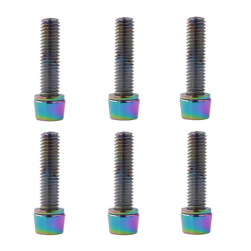 Skrutky na riadidlá bicykla Farebná oceľ M5/6x20MM MTB bicykel Riadidlá Predstavec Podložky Skrutky V Skrutky