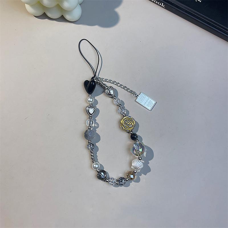 Ip İçin Samsung Aksesuarları Asma İp Y2K Kalp Telefon Takısı Askısı Çiçek Boncuklu Kolye Kore Bileklik Kız Takı