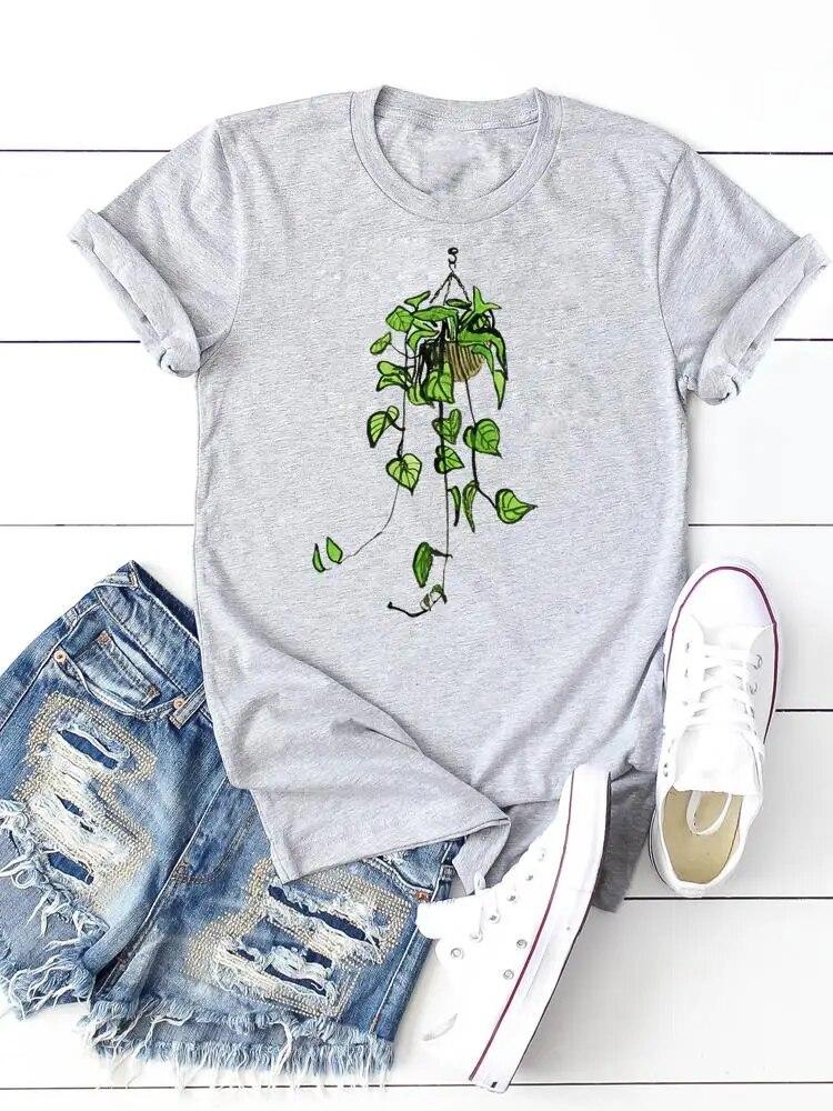 Print T-shirts Clothing Women 90s Sweet Lovely Cactus Trend T Clothes Short Sleeve Ladies Casual Fashion Female Graphic Tee