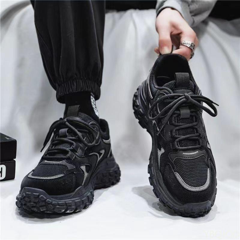 Men's shoes spring breathable mesh sports shoes trend thick sole anti slip simple comfortable casual anti slip running shoes
