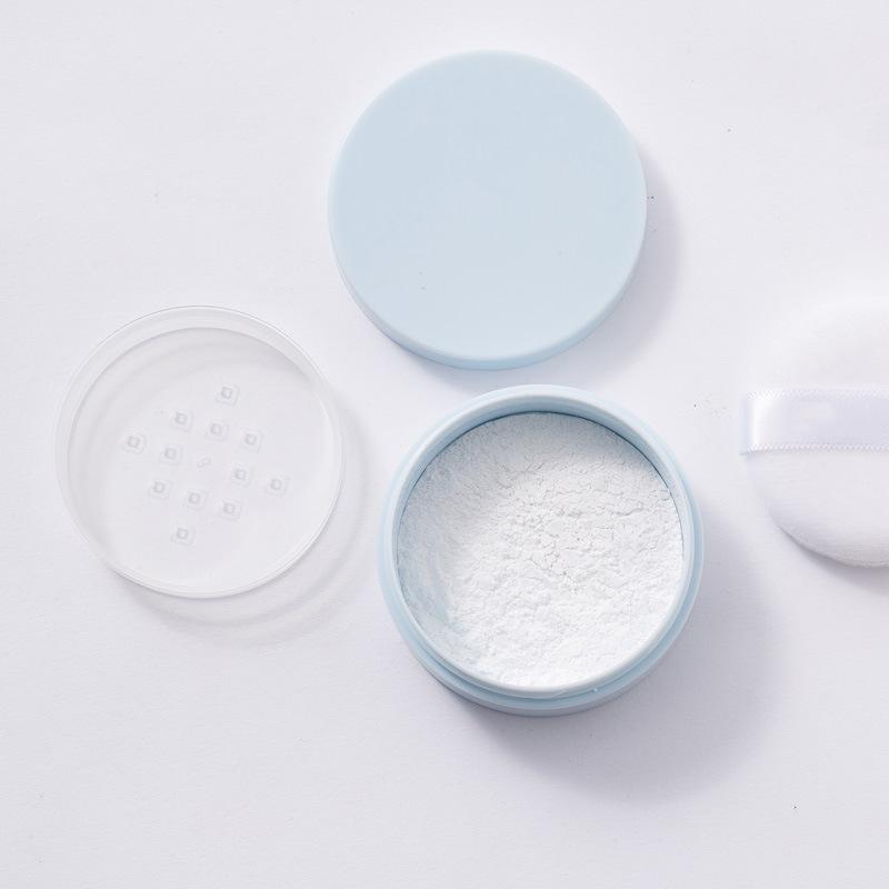 Loose Powder Jar with Puff Refillable Empty Box with Sifter Grid Lid Cosmetics Container Plastic Packaging Case, Makeup Tool, 5g