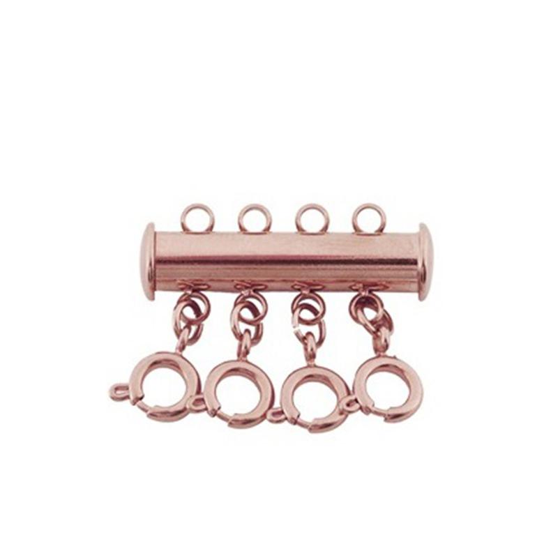 LOULEUR Stainless Steel Spring Buckle Lobster Clasps Connectors Slide Tube Lock Spacer Clasp Multi Strands Magnetic wholesale