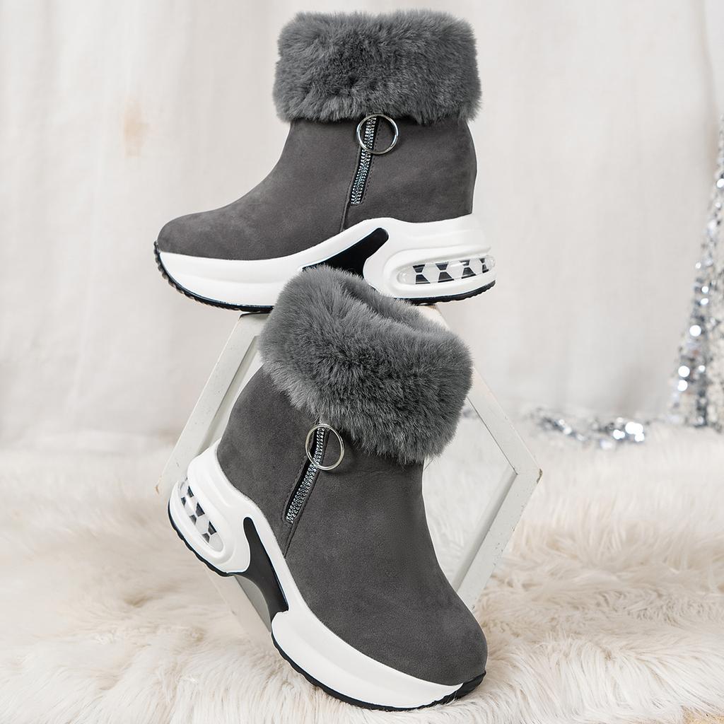 Women's Chunky Platform Boots Zipper Closure Winter Shoes with Thick Platform Heel (Non-Slip Sole) Warm Snow Ankle Boots Female Causal Shoes