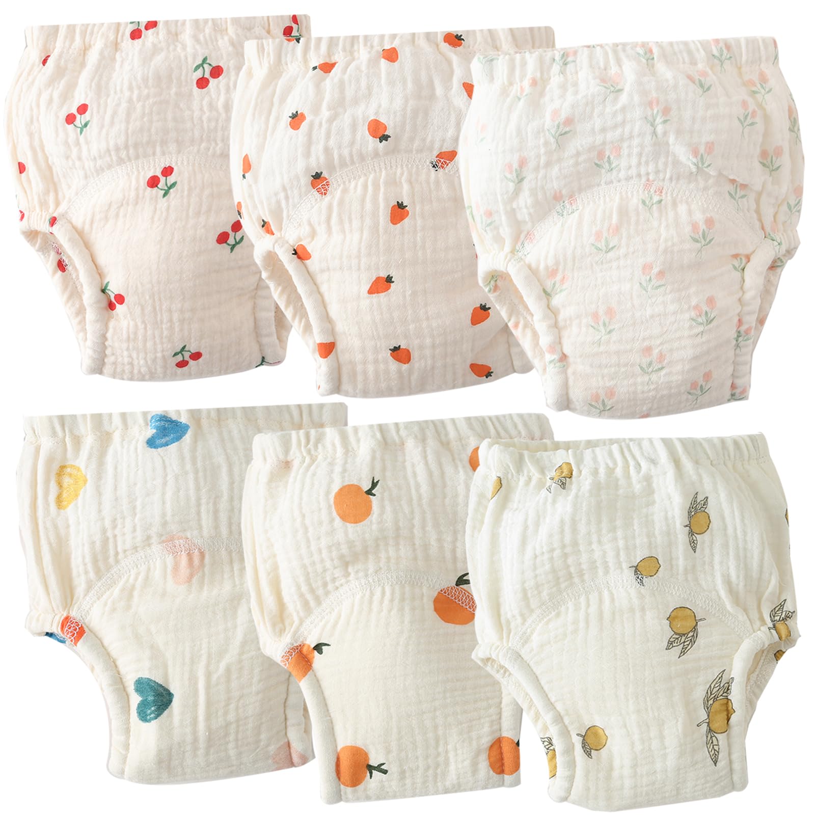 

GoUseGo Детский тренировочный набор из марли и фруктов Тренировочные штаны для малышей для предотвращения ночного недержания для детской для девочек 6-слойные, 6, Ткань, 80, 90, 100, 110см,